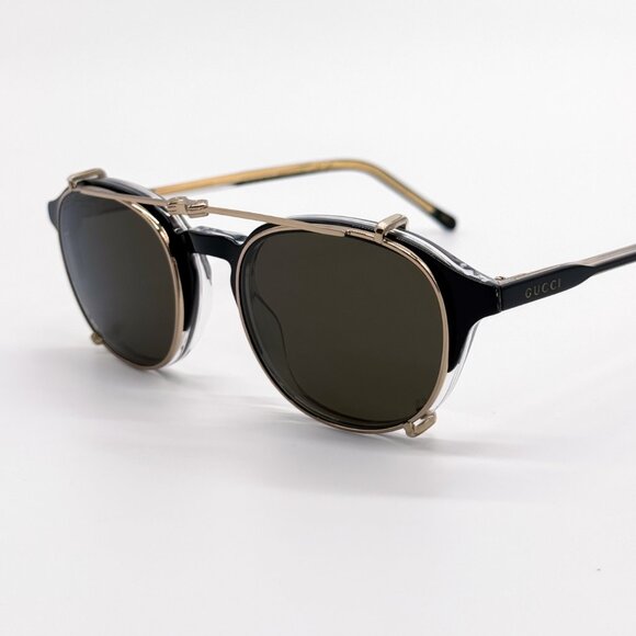 NEW GUCCI SUNGLASSES MEN ROUND BLACK GUCCI GG1212S 002 - Picture 1 of 15